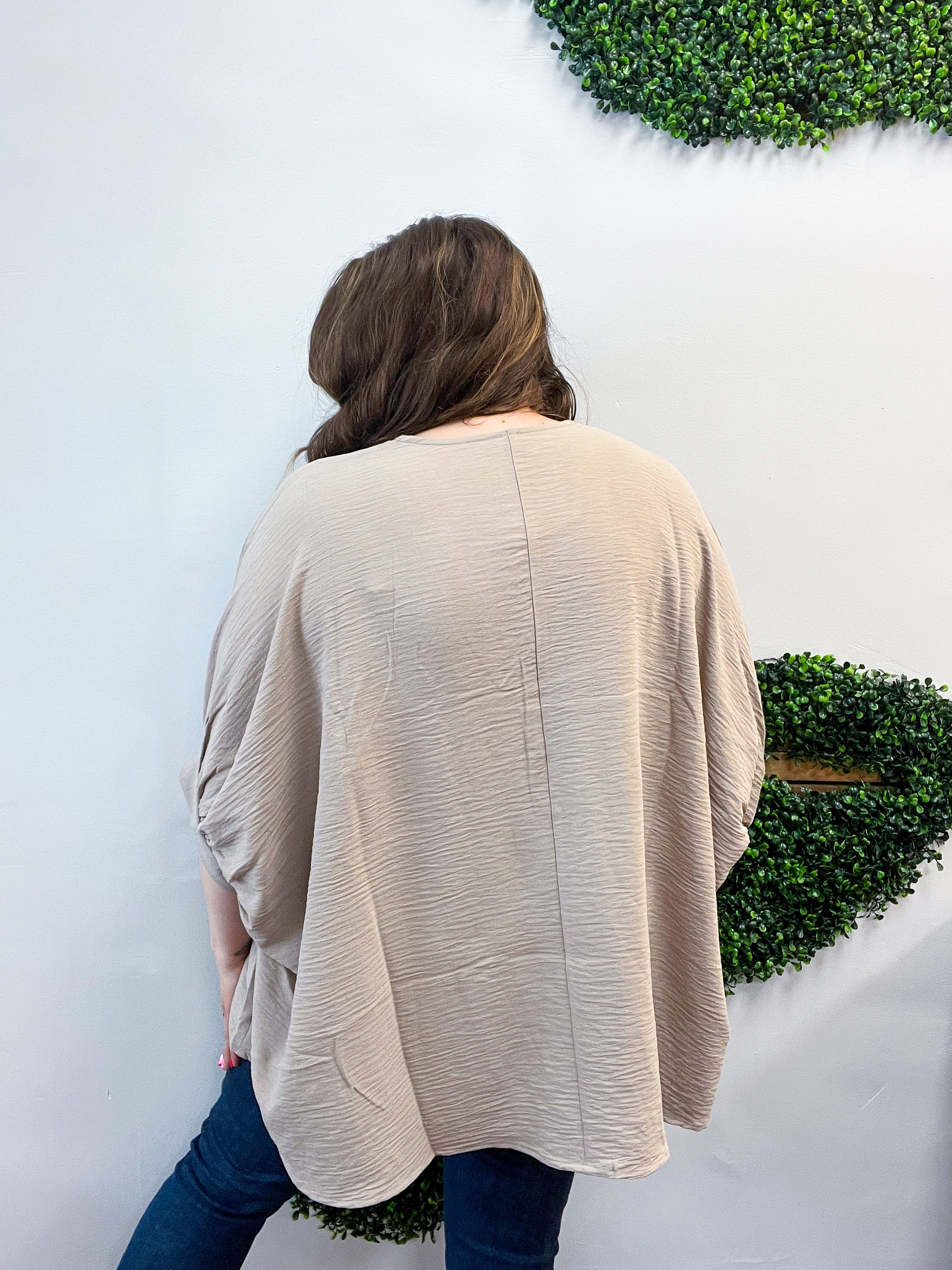 Off the Cuff Air Flow Half Sleeve Top - Ash Mocha