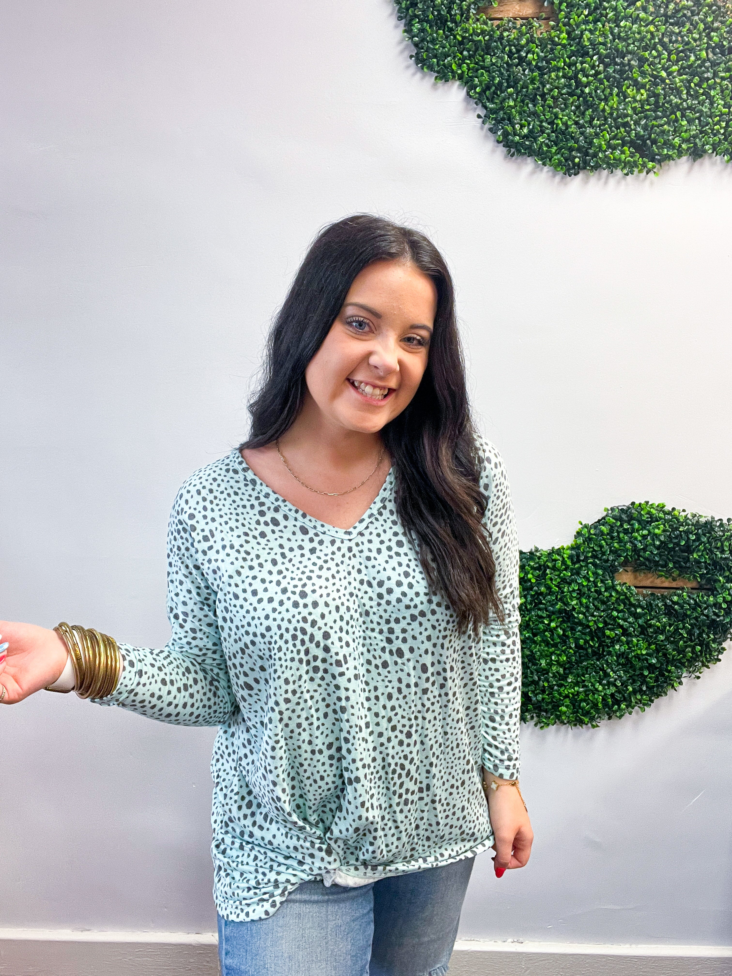 Spotted & Knotted Top in Mint