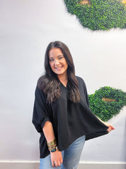 Off the Cuff Air Flow Half Sleeve Top - Black