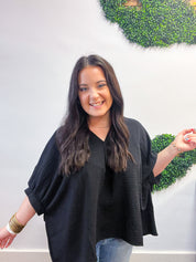 Off the Cuff Air Flow Half Sleeve Top - Black