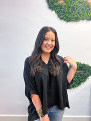 Off the Cuff Air Flow Half Sleeve Top - Black