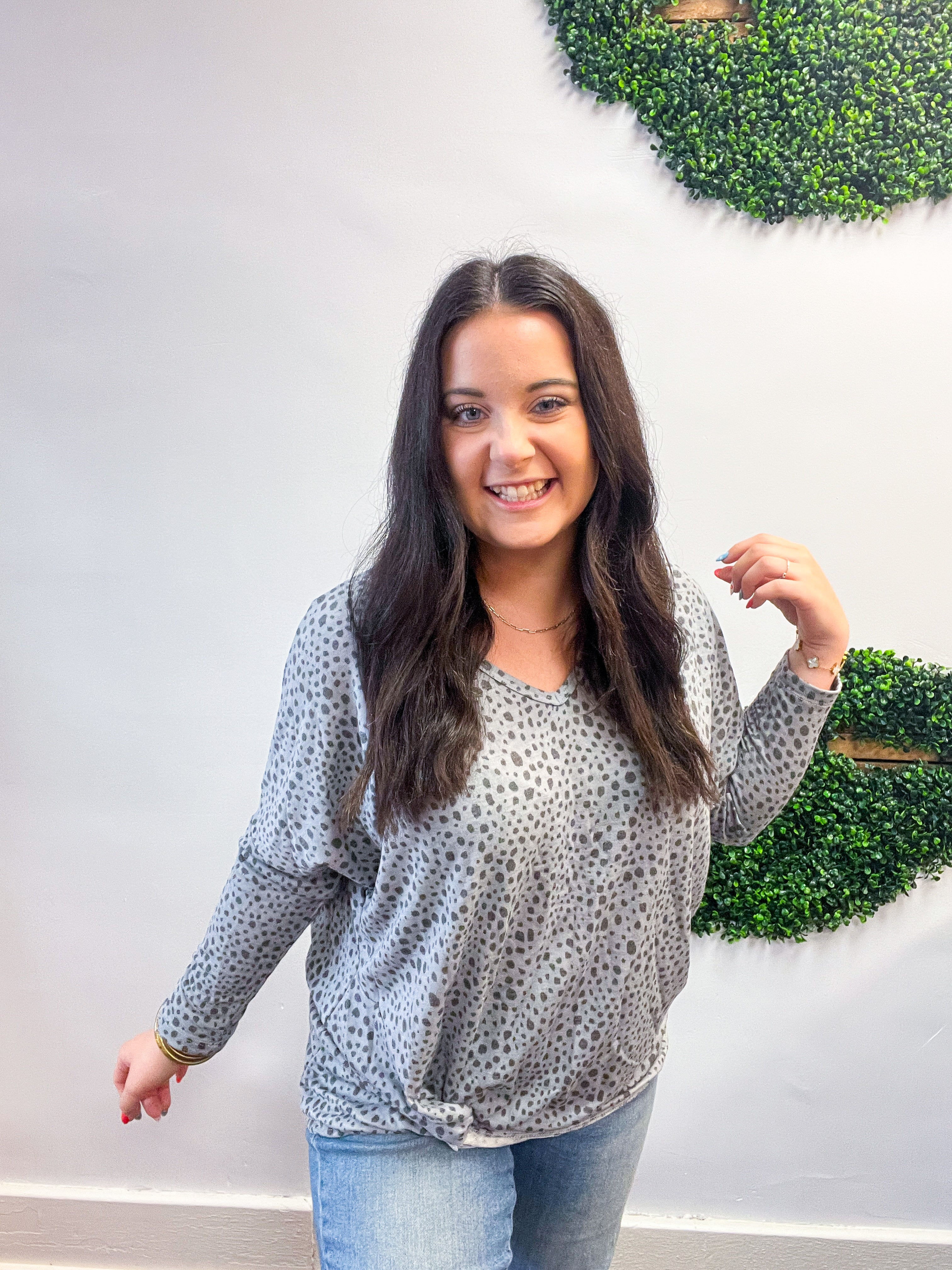 Spotted & Knotted Top in Grey