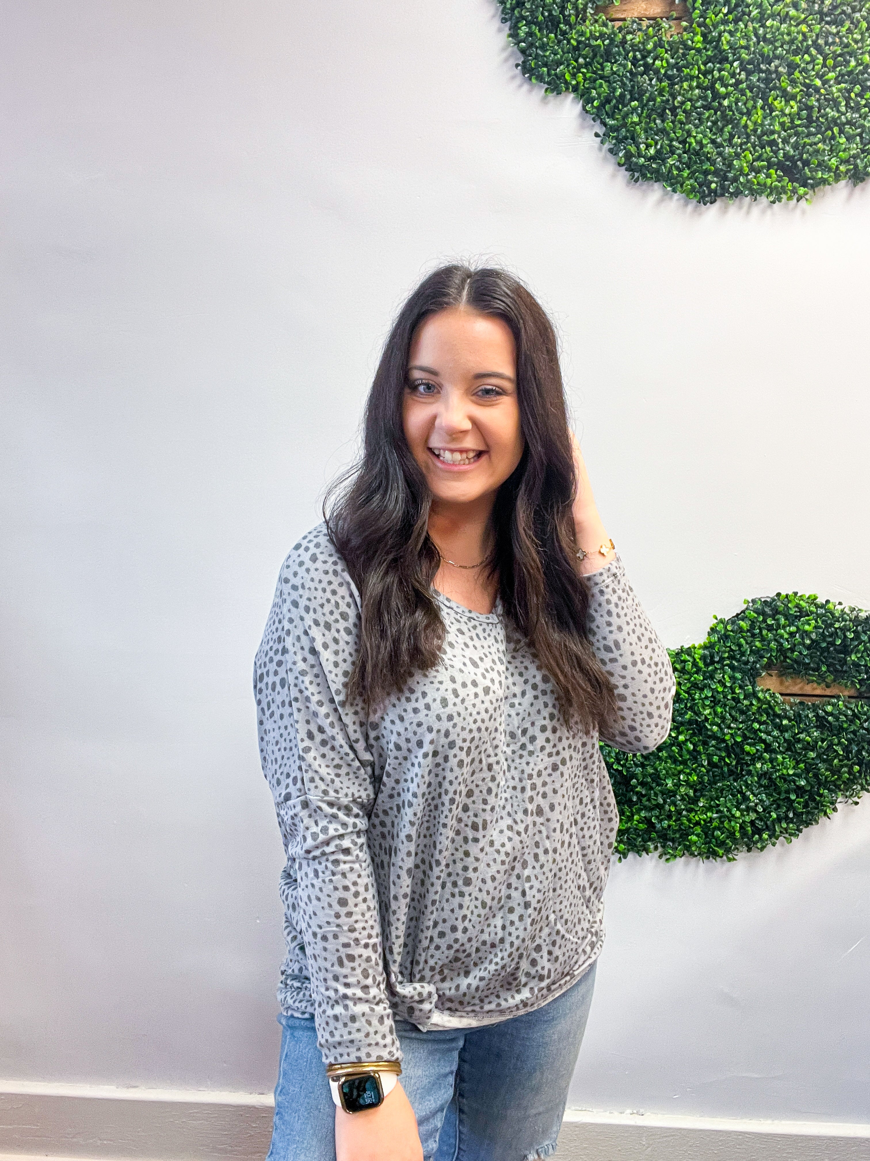 Spotted & Knotted Top in Grey