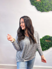Spotted & Knotted Top in Grey