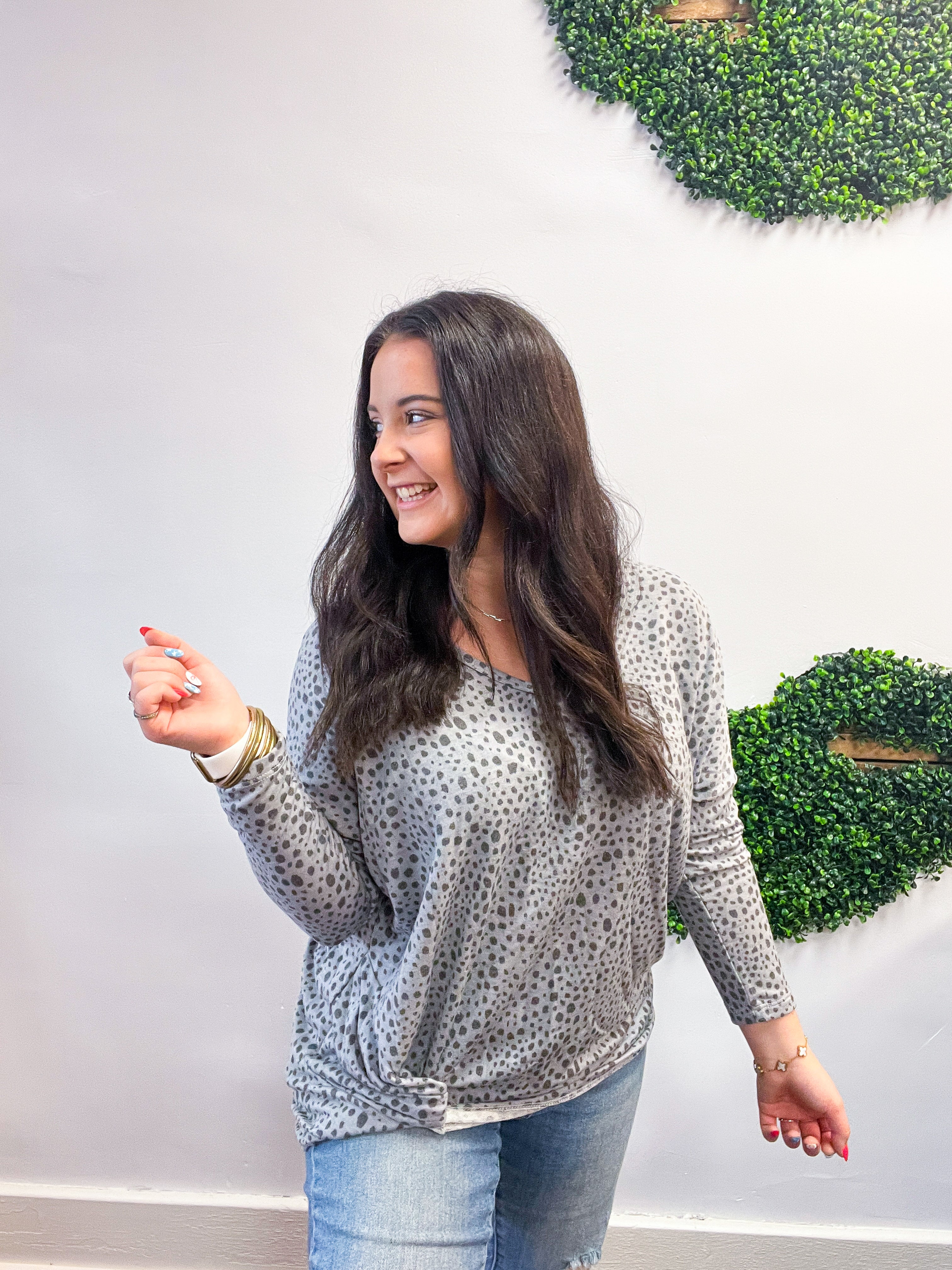 Spotted & Knotted Top in Grey