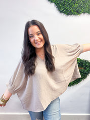 Off the Cuff Air Flow Half Sleeve Top - Ash Mocha