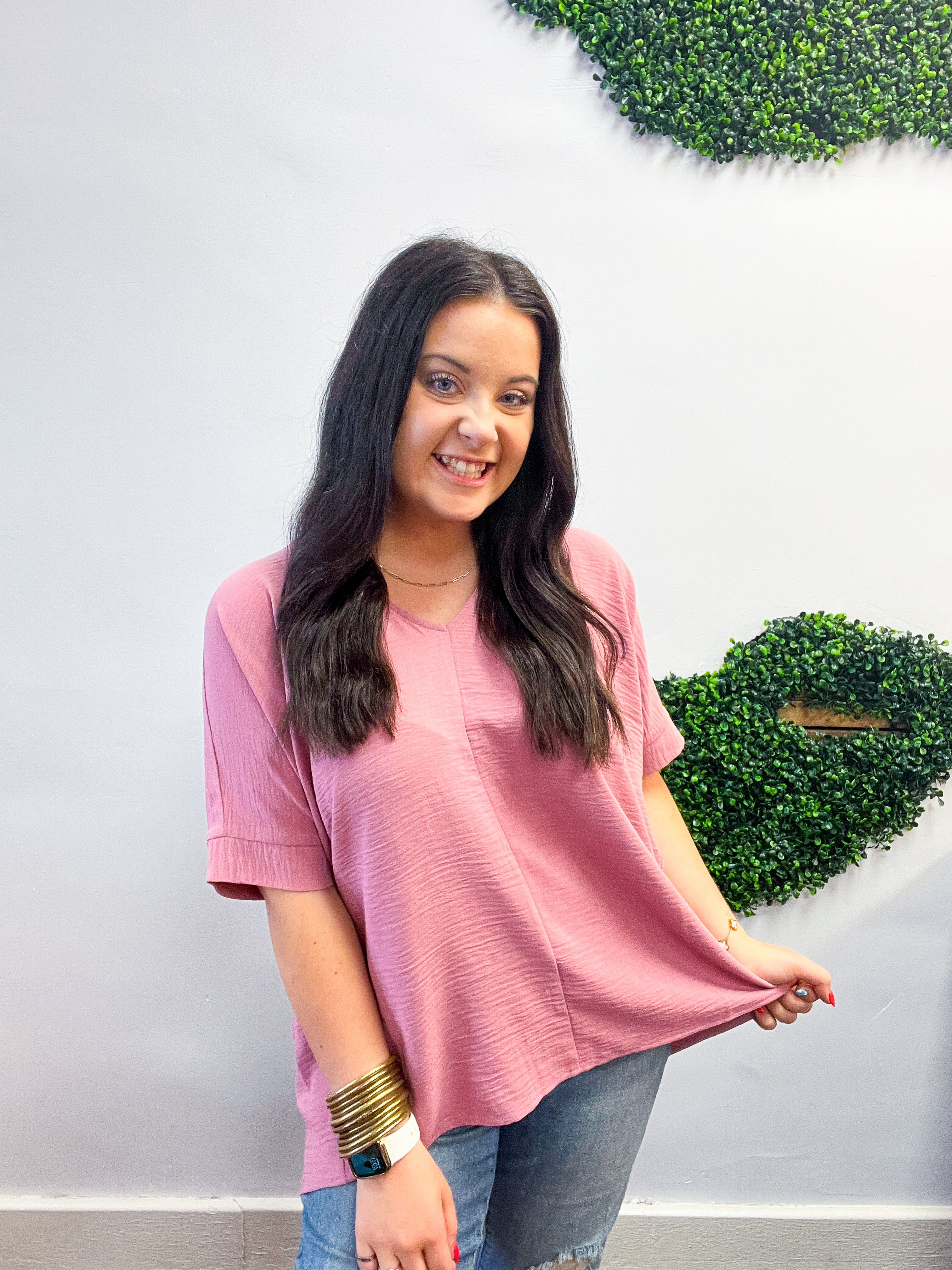 Woven Wanderer Air Flow Dolman Top - Rose