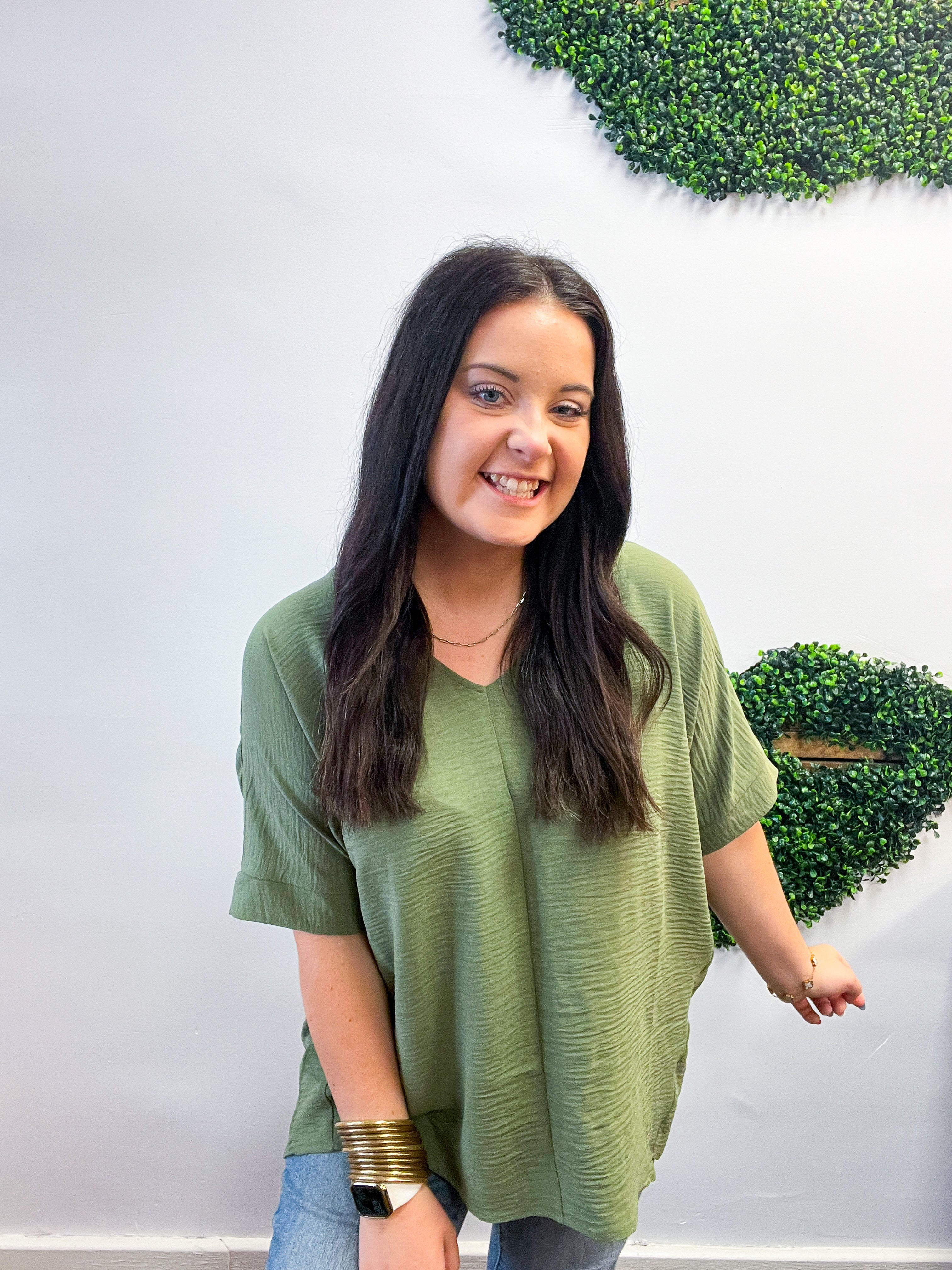 Woven Wanderer Air Flow Dolman Top - Olive