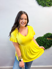 Simply Lovely Babydoll Top in Yellow