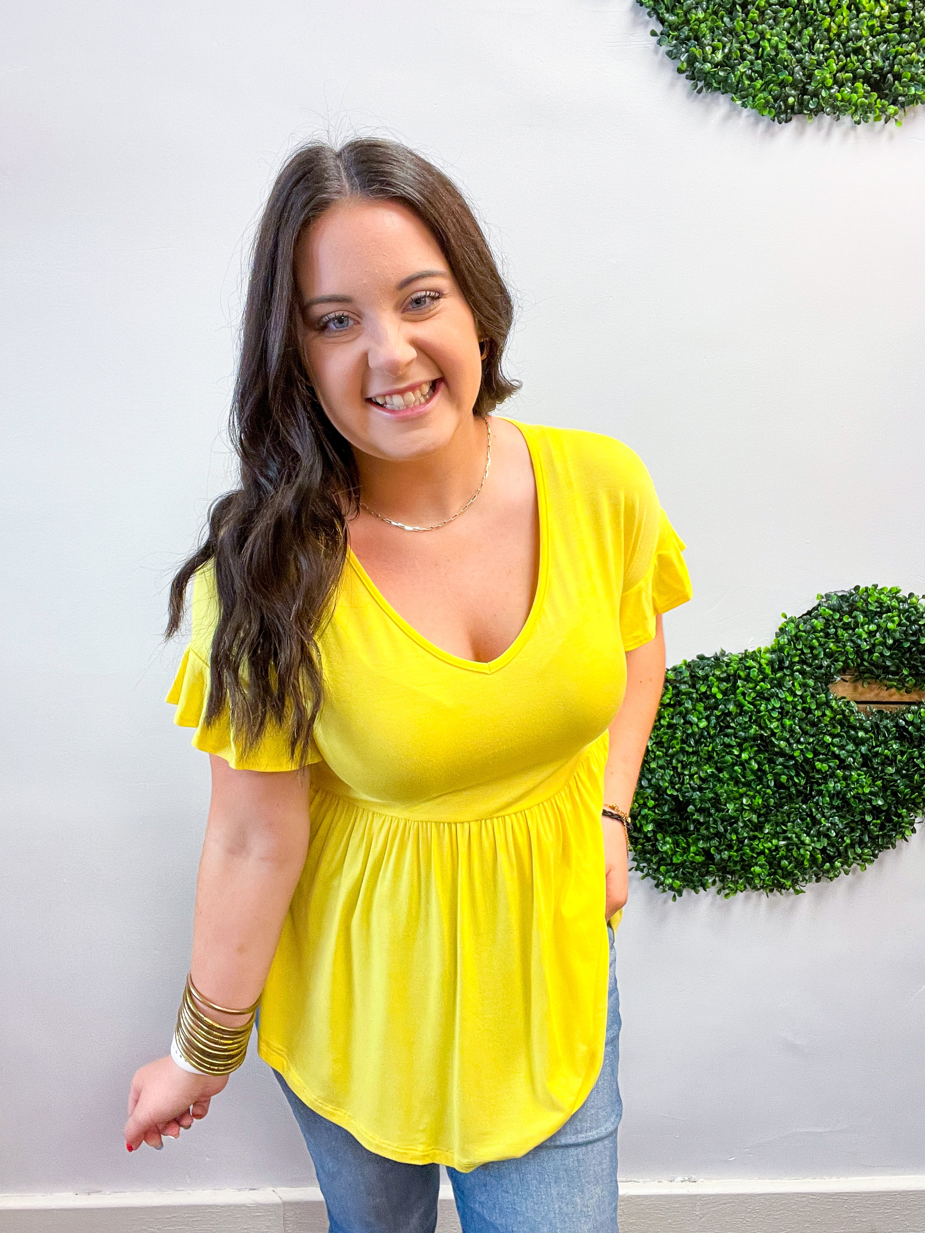 Simply Lovely Babydoll Top in Yellow