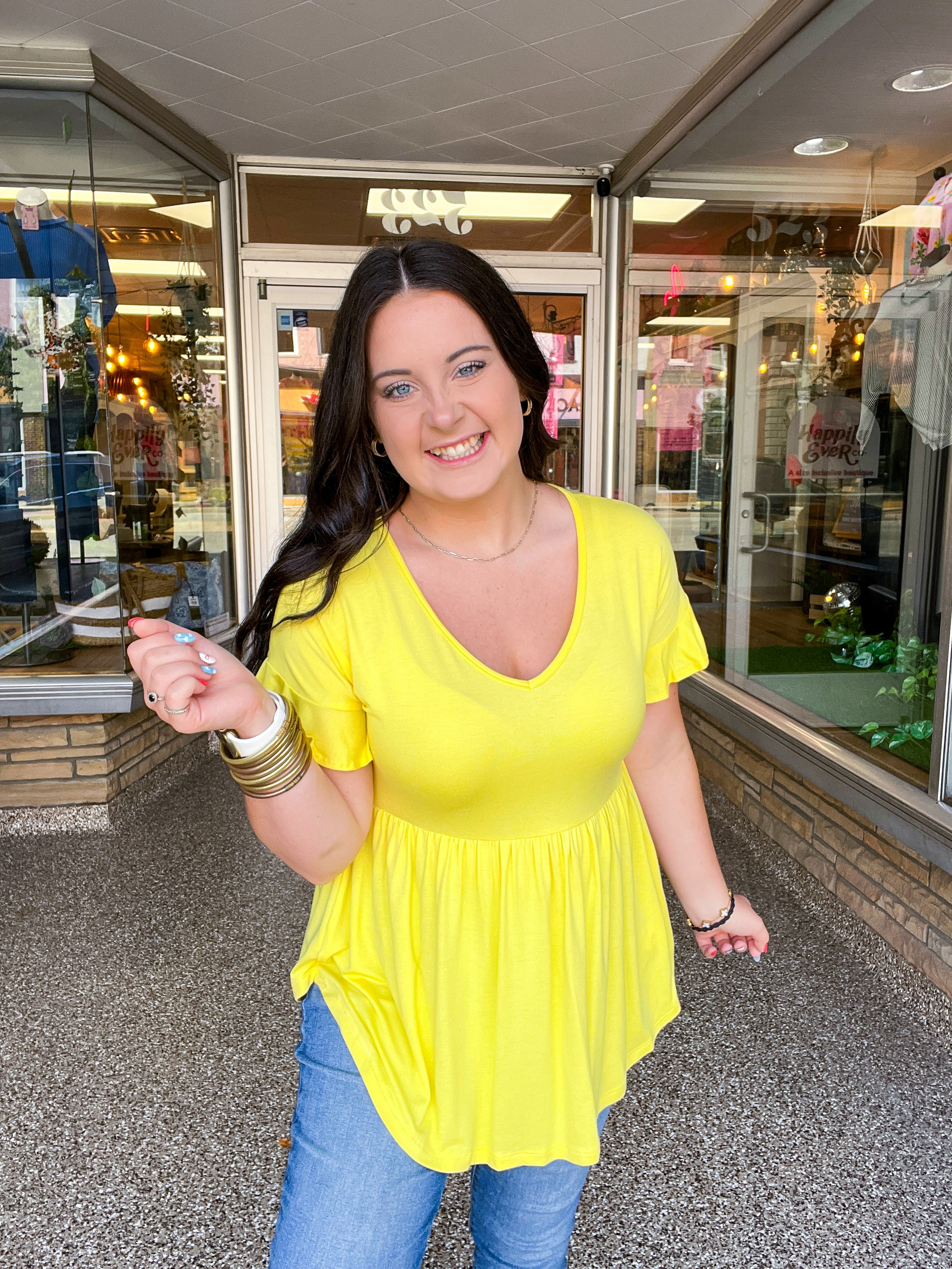 Simply Lovely Babydoll Top in Yellow