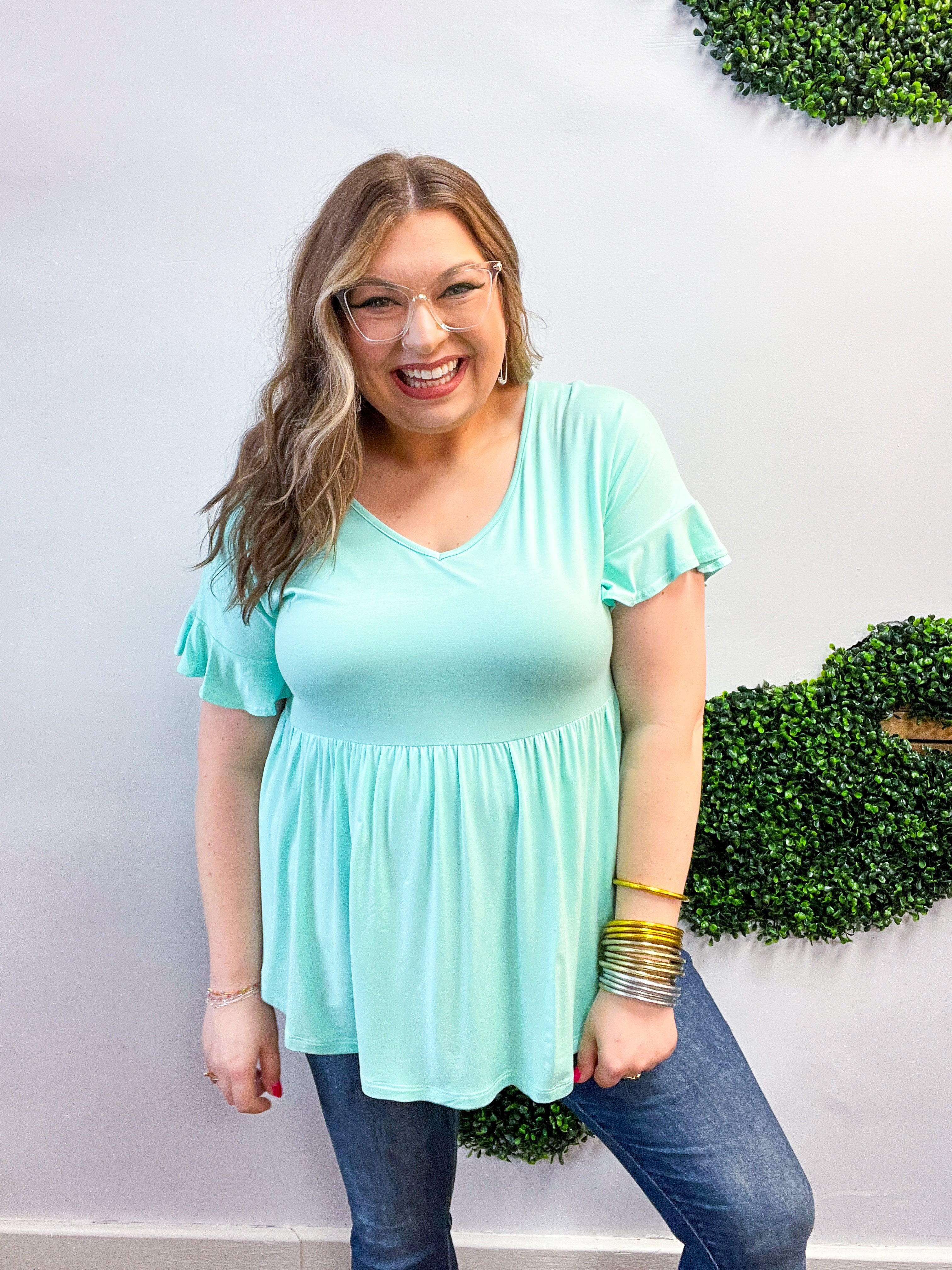 Simply Lovely Babydoll Top in Mint