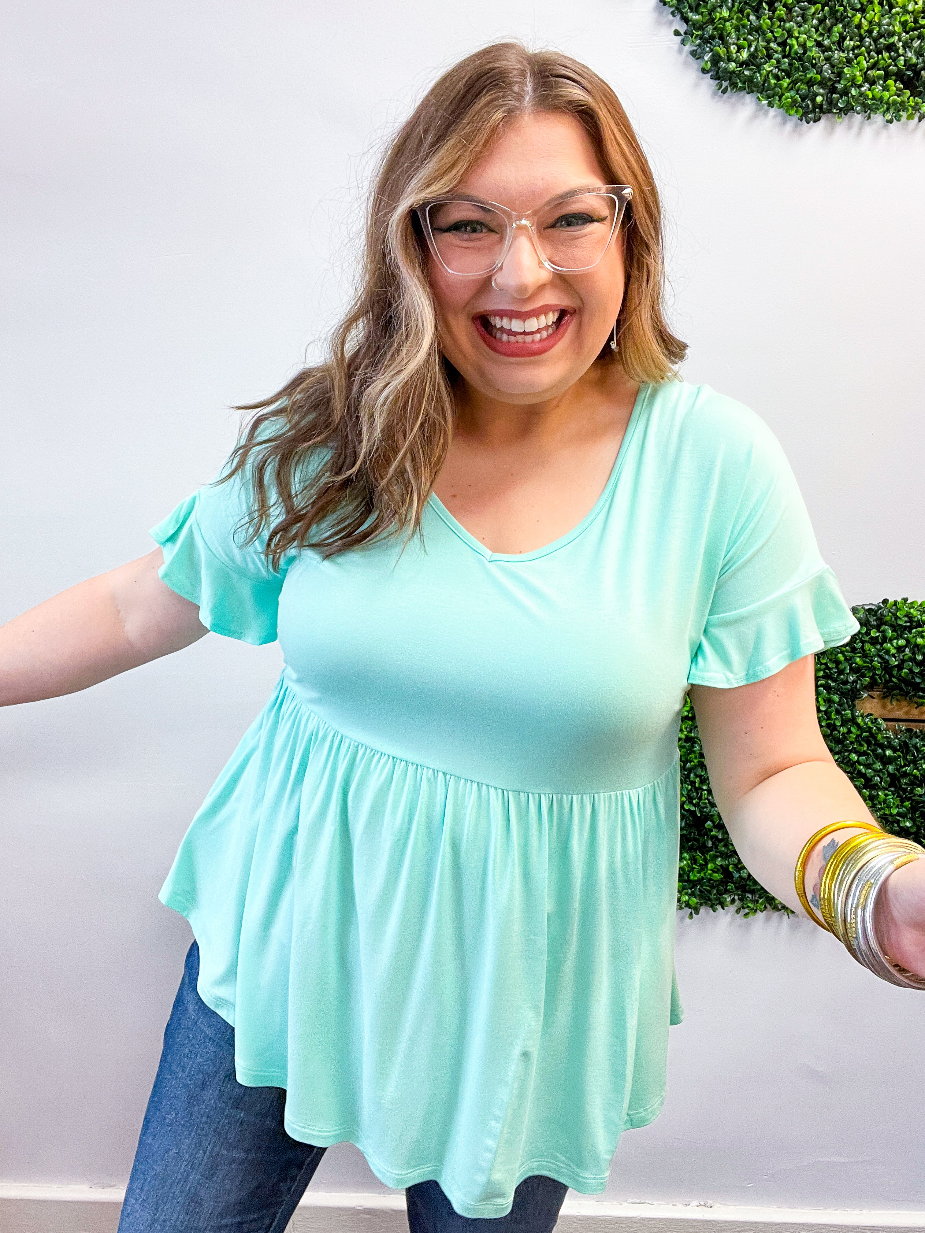 Simply Lovely Babydoll Top in Mint