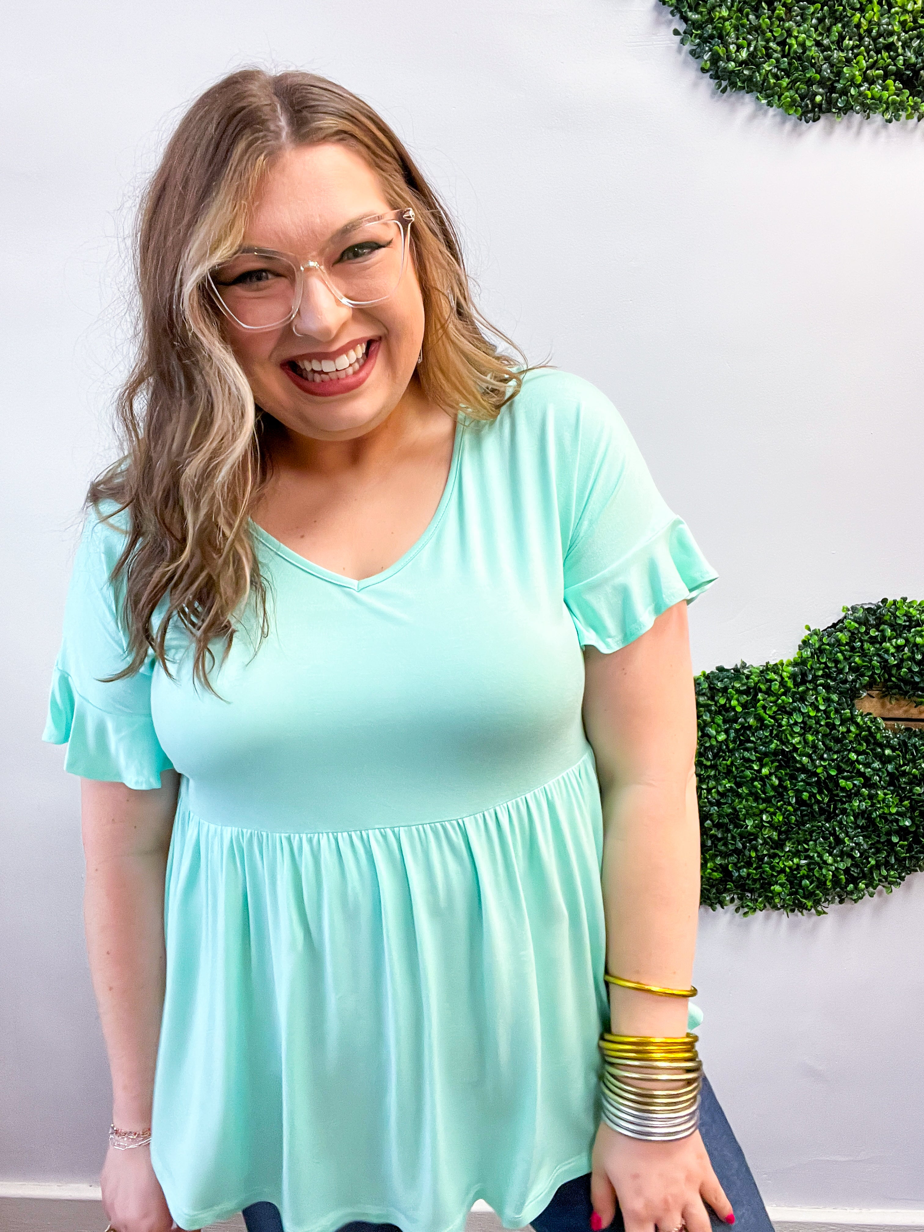 Simply Lovely Babydoll Top in Mint