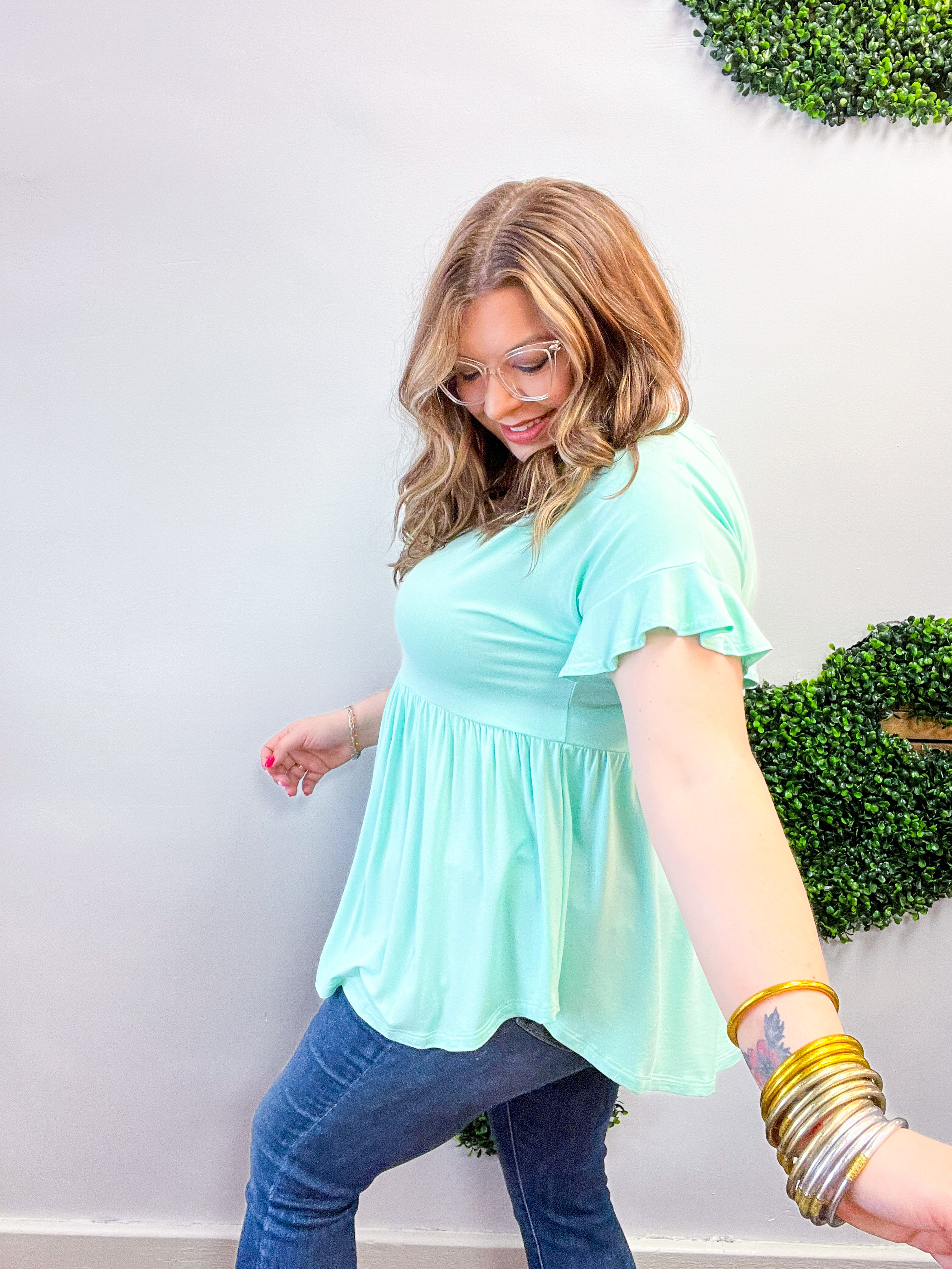 Simply Lovely Babydoll Top in Mint
