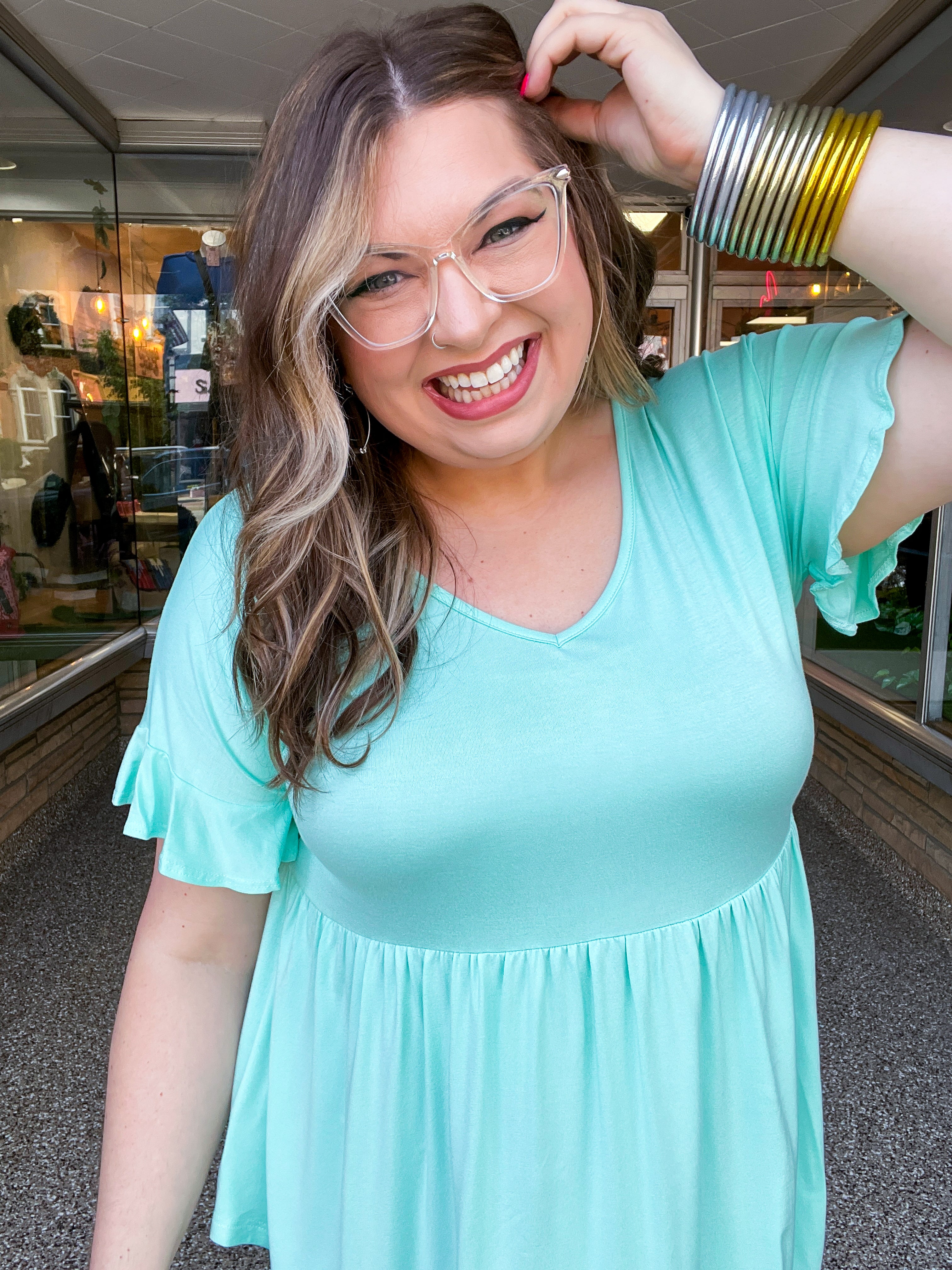 Simply Lovely Babydoll Top in Mint