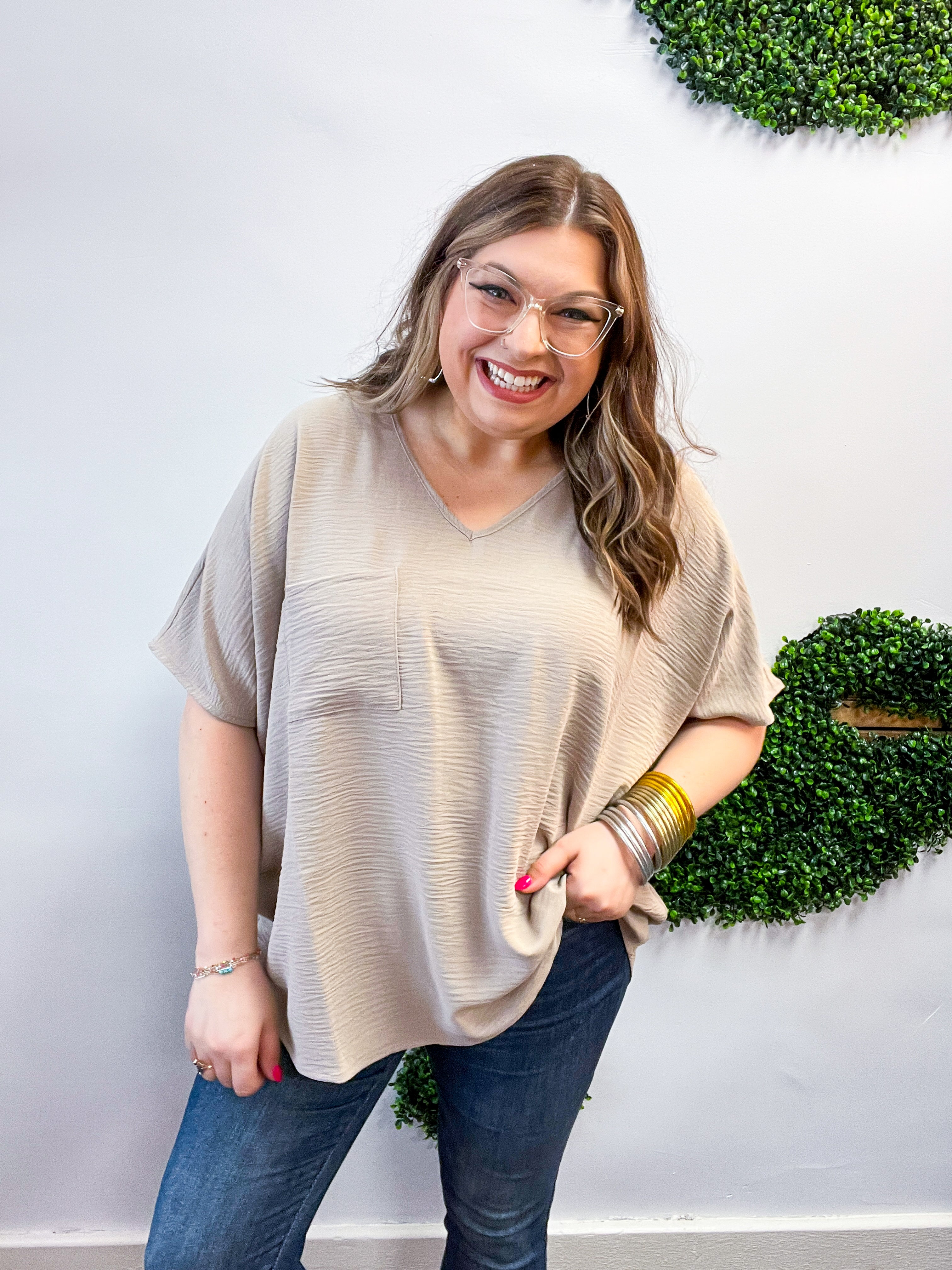 The Everyday Flow Air Flow Dolman Top - Light Mocha