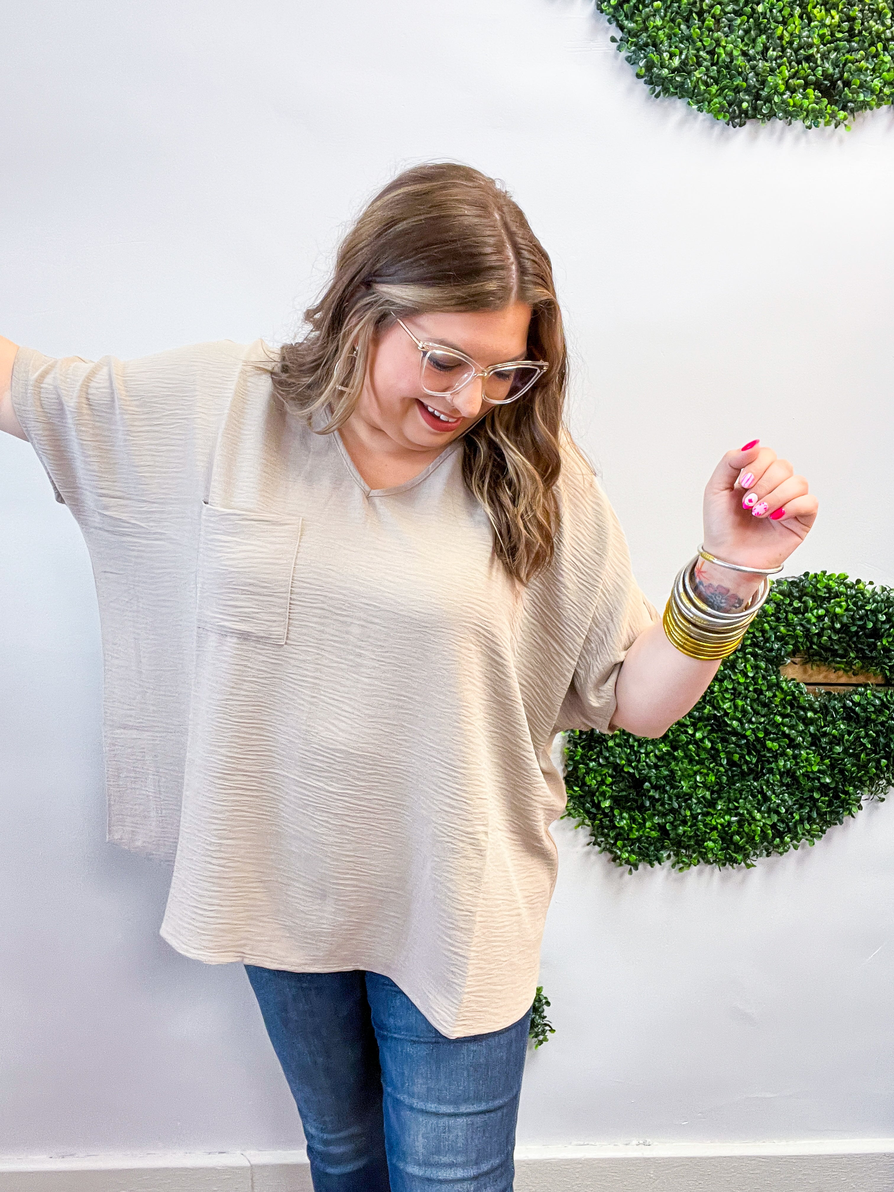 The Everyday Flow Air Flow Dolman Top - Light Mocha