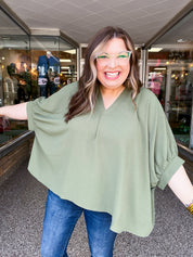 Off the Cuff Air Flow Half Sleeve Top - Olive