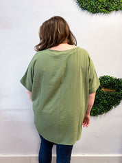 Woven Wanderer Air Flow Dolman Top - Olive