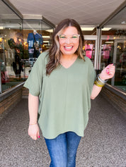 Woven Wanderer Air Flow Dolman Top - Olive