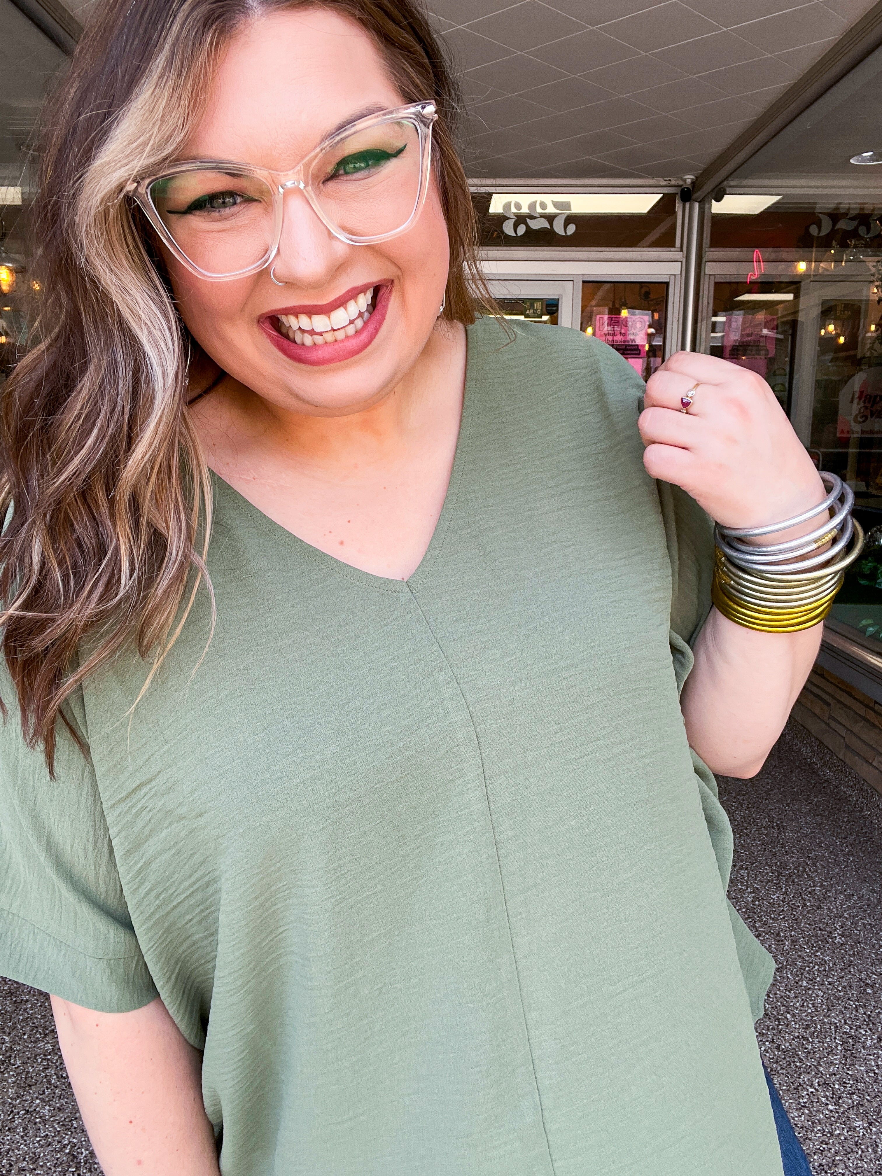 Woven Wanderer Air Flow Dolman Top - Olive