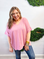 Woven Wanderer Air Flow Dolman Top - Rose