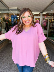 Woven Wanderer Air Flow Dolman Top - Rose