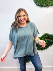 The Slouch Side Pocket Hacci Top - Jade