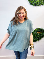 The Slouch Side Pocket Hacci Top - Jade