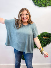 The Slouch Side Pocket Hacci Top - Jade