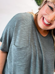 The Slouch Side Pocket Hacci Top - Jade