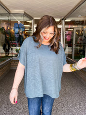 The Slouch Side Pocket Hacci Top - Jade
