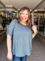 The Slouch Side Pocket Hacci Top - Jade