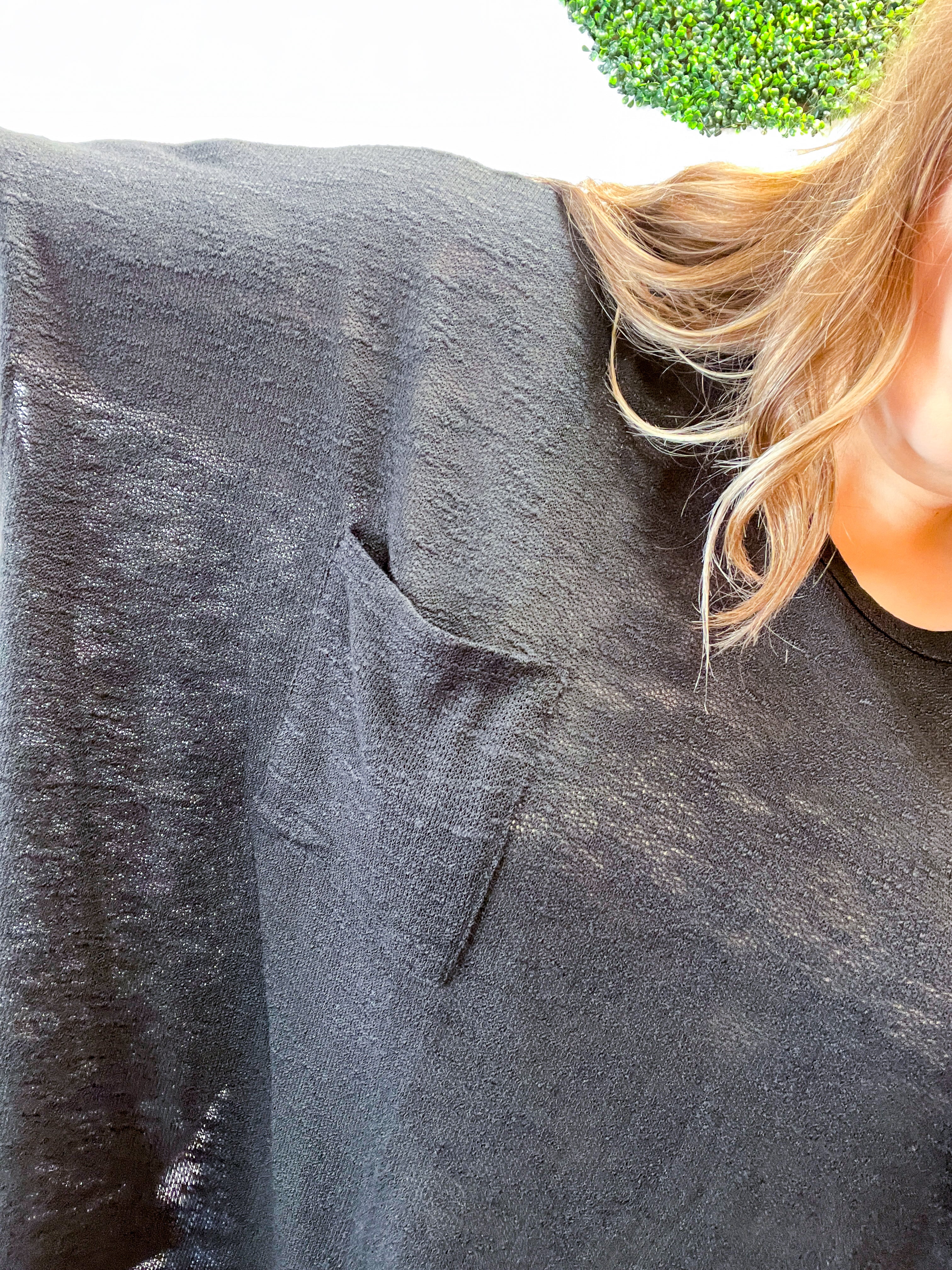 The Slouch Side Pocket Hacci Top - Black