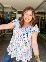 Color Pop Leopard Babydoll Top