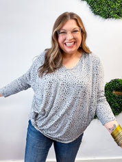 Spotted & Knotted Top in Grey