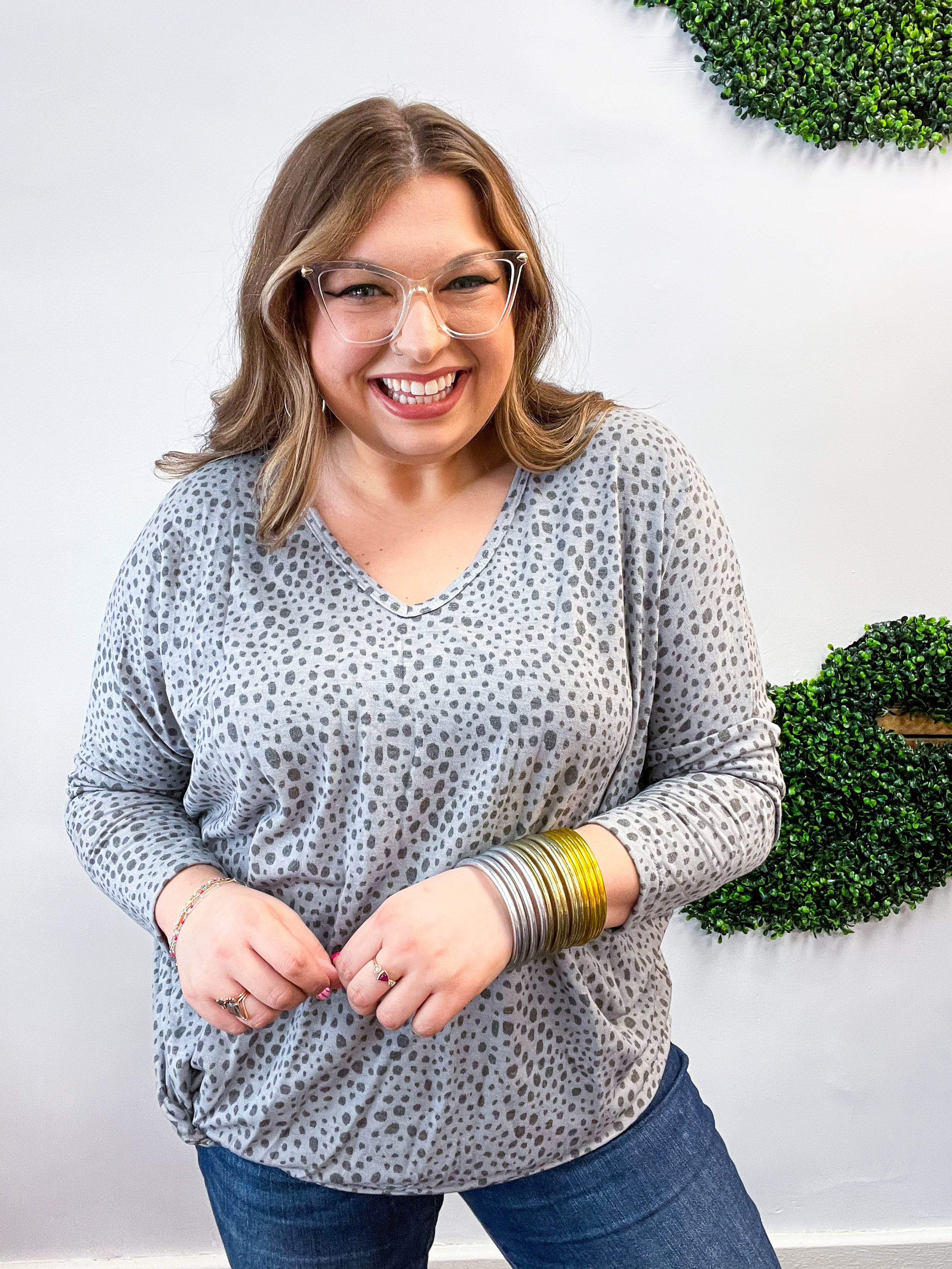 Spotted & Knotted Top in Grey