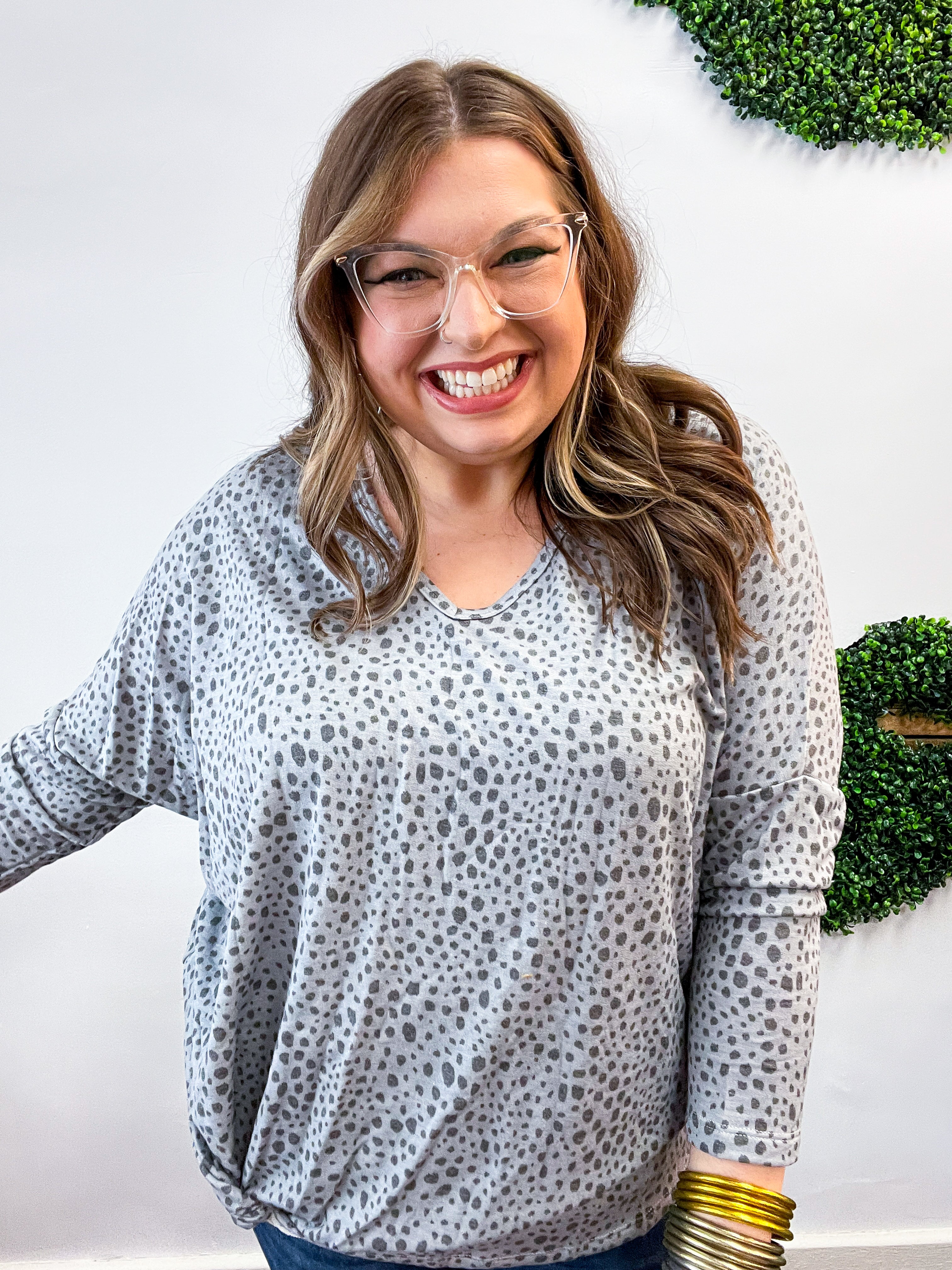 Spotted & Knotted Top in Grey