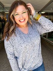 Spotted & Knotted Top in Grey