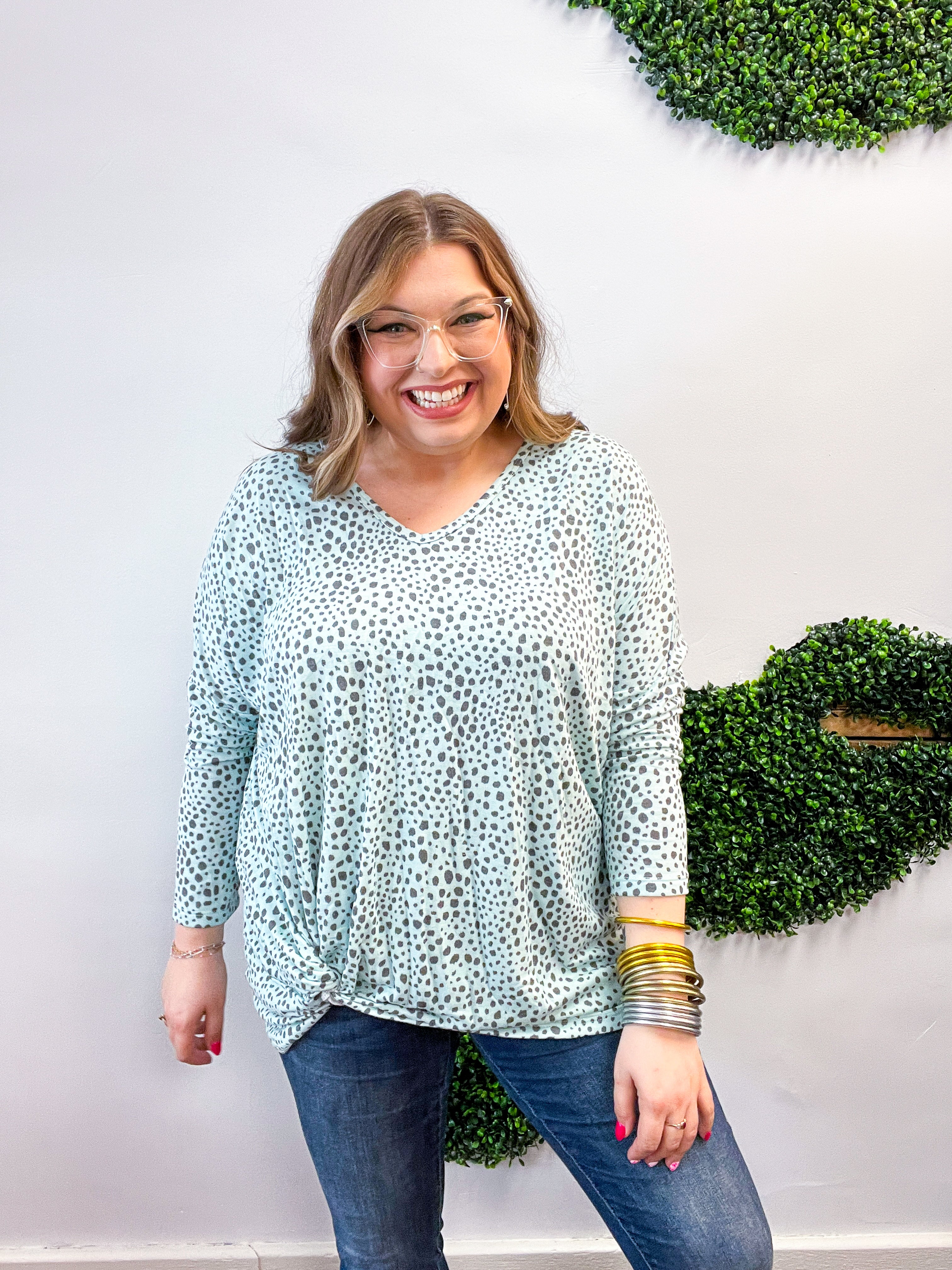 Spotted & Knotted Top in Mint