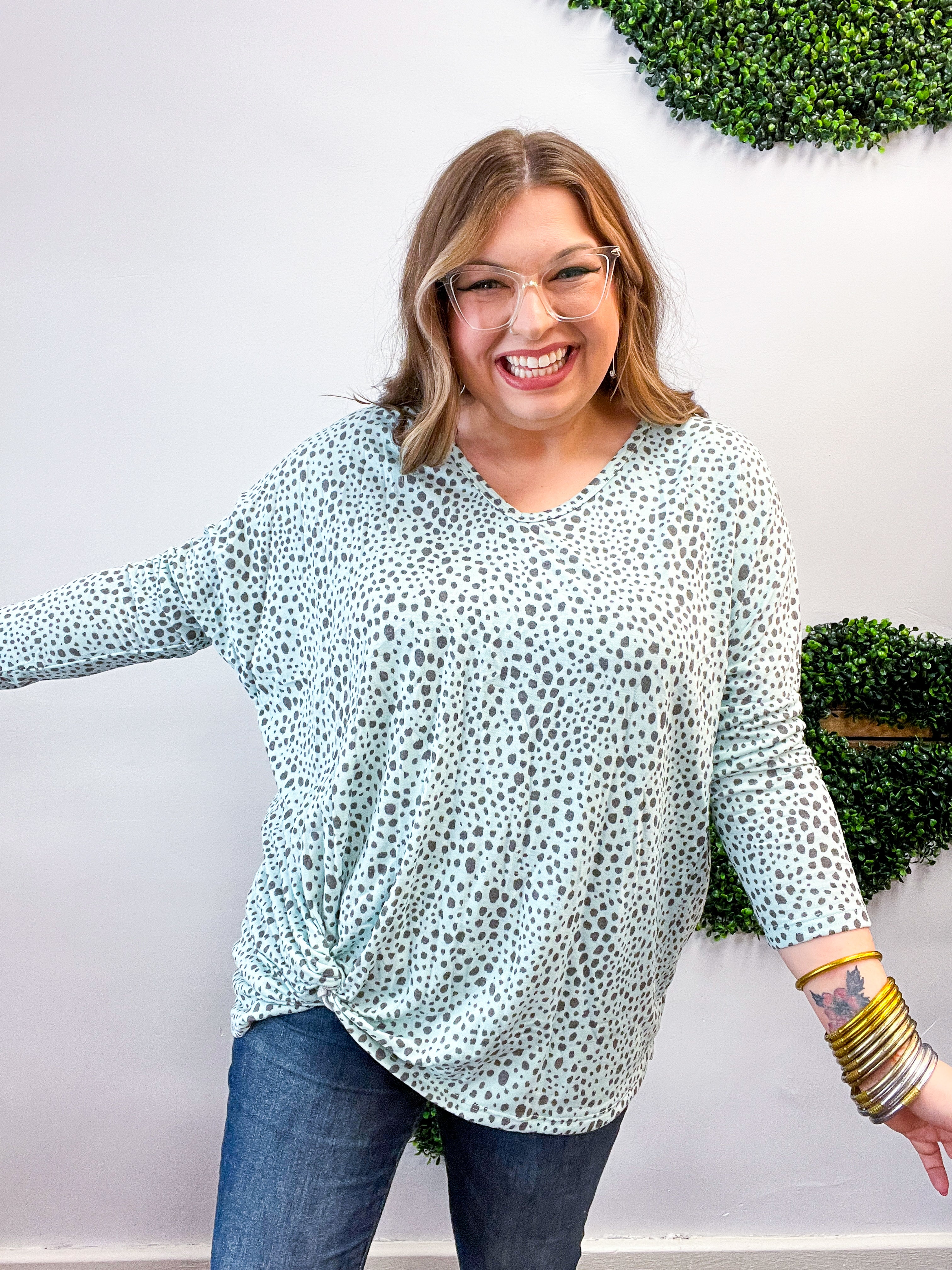 Spotted & Knotted Top in Mint