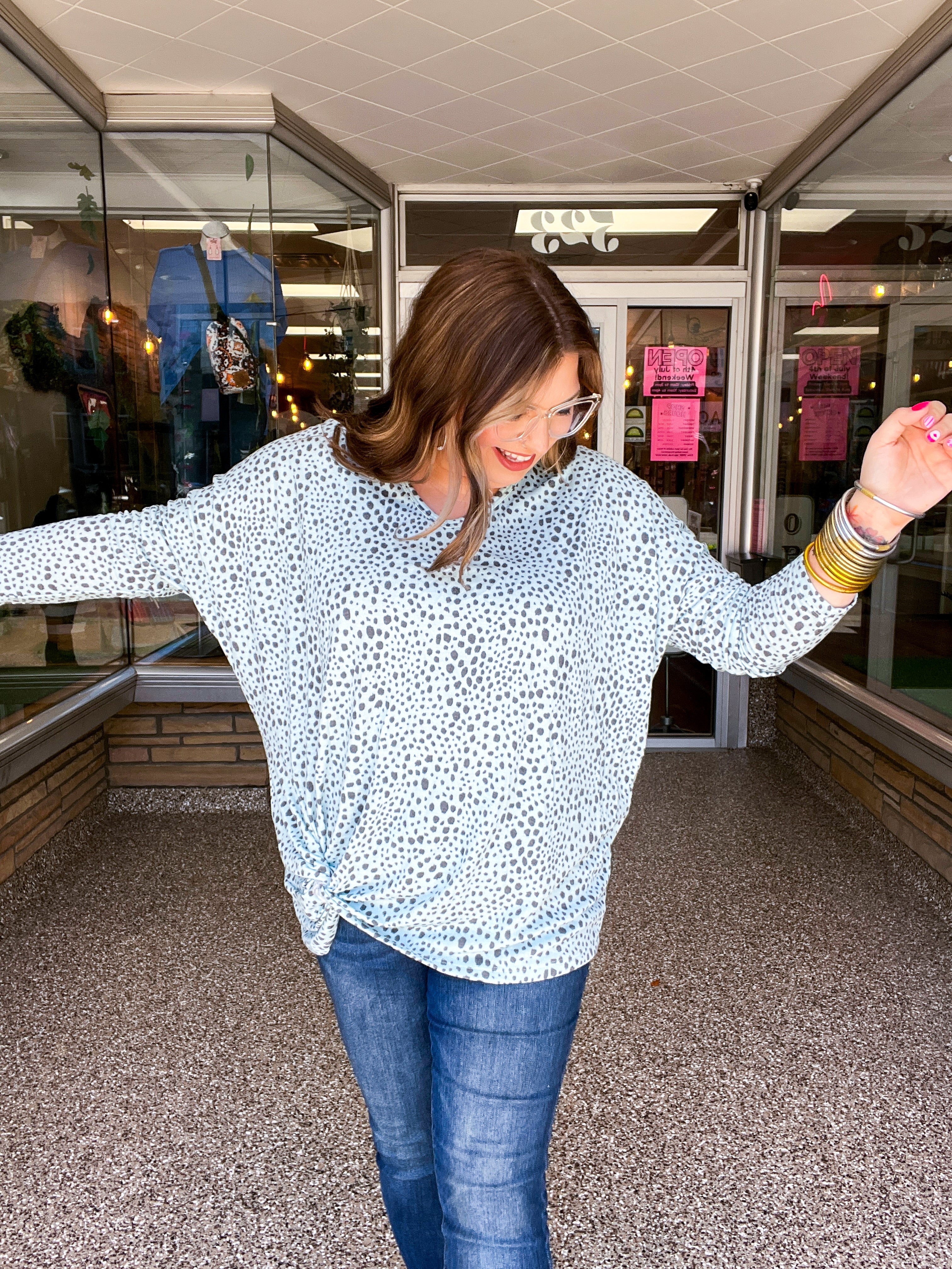 Spotted & Knotted Top in Mint