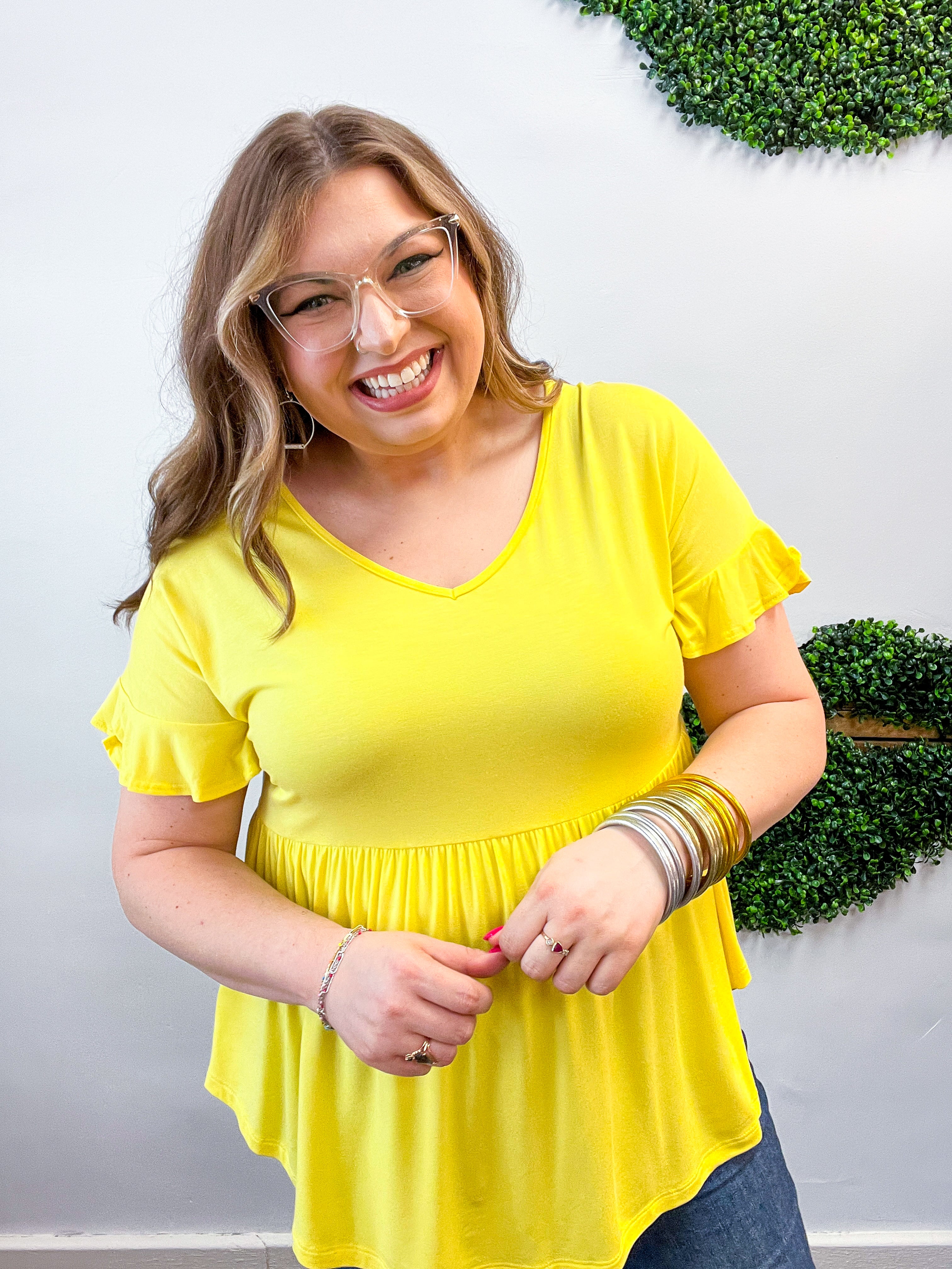 Simply Lovely Babydoll Top in Yellow