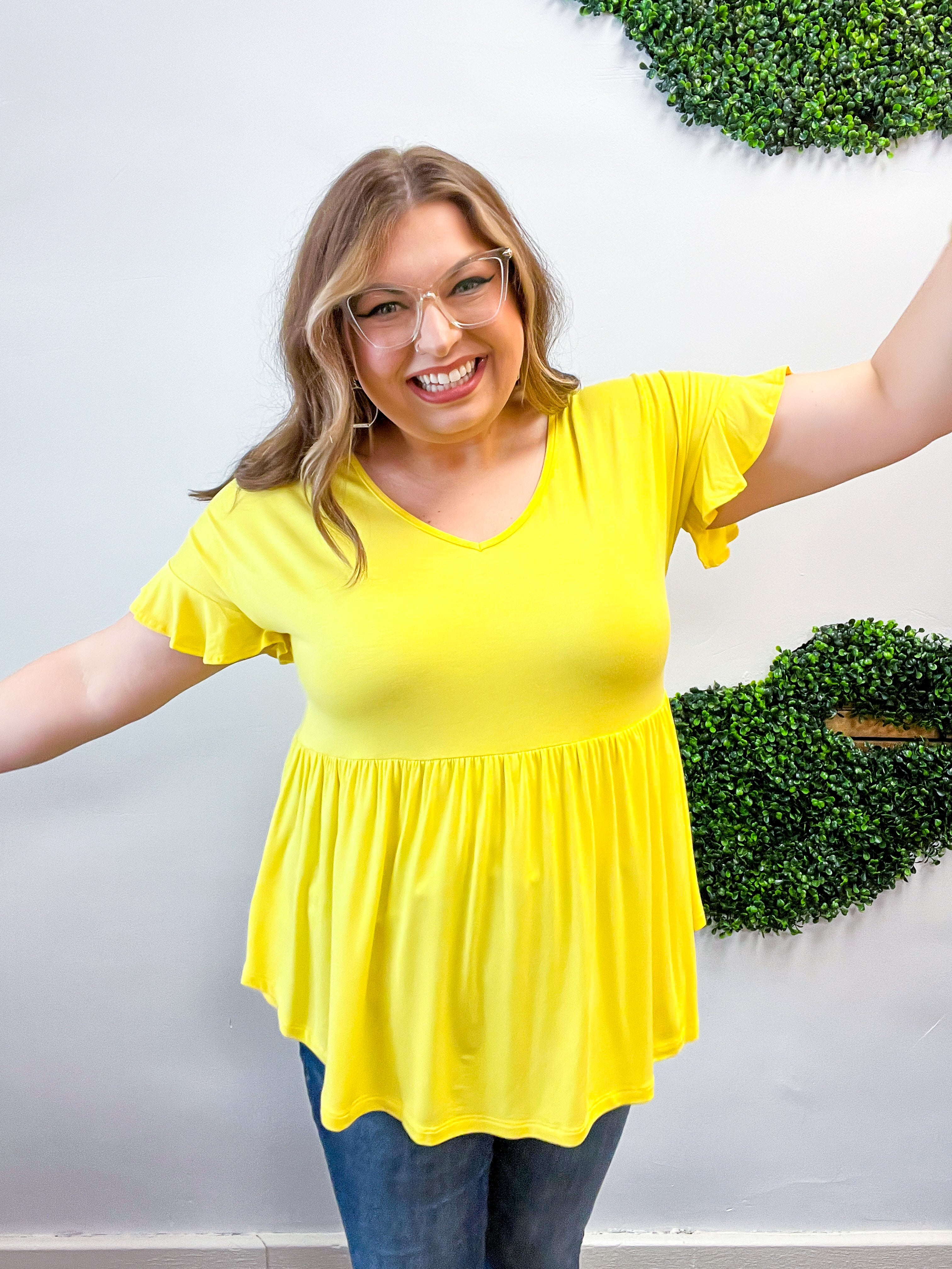 Simply Lovely Babydoll Top in Yellow