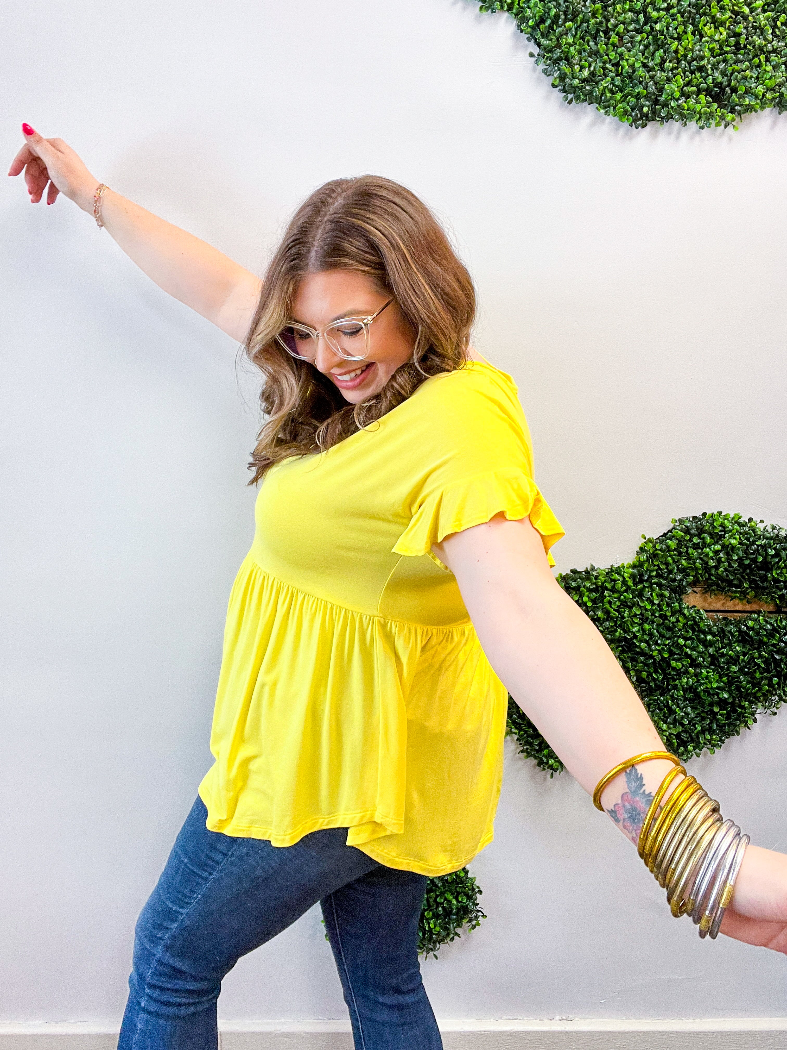 Simply Lovely Babydoll Top in Yellow