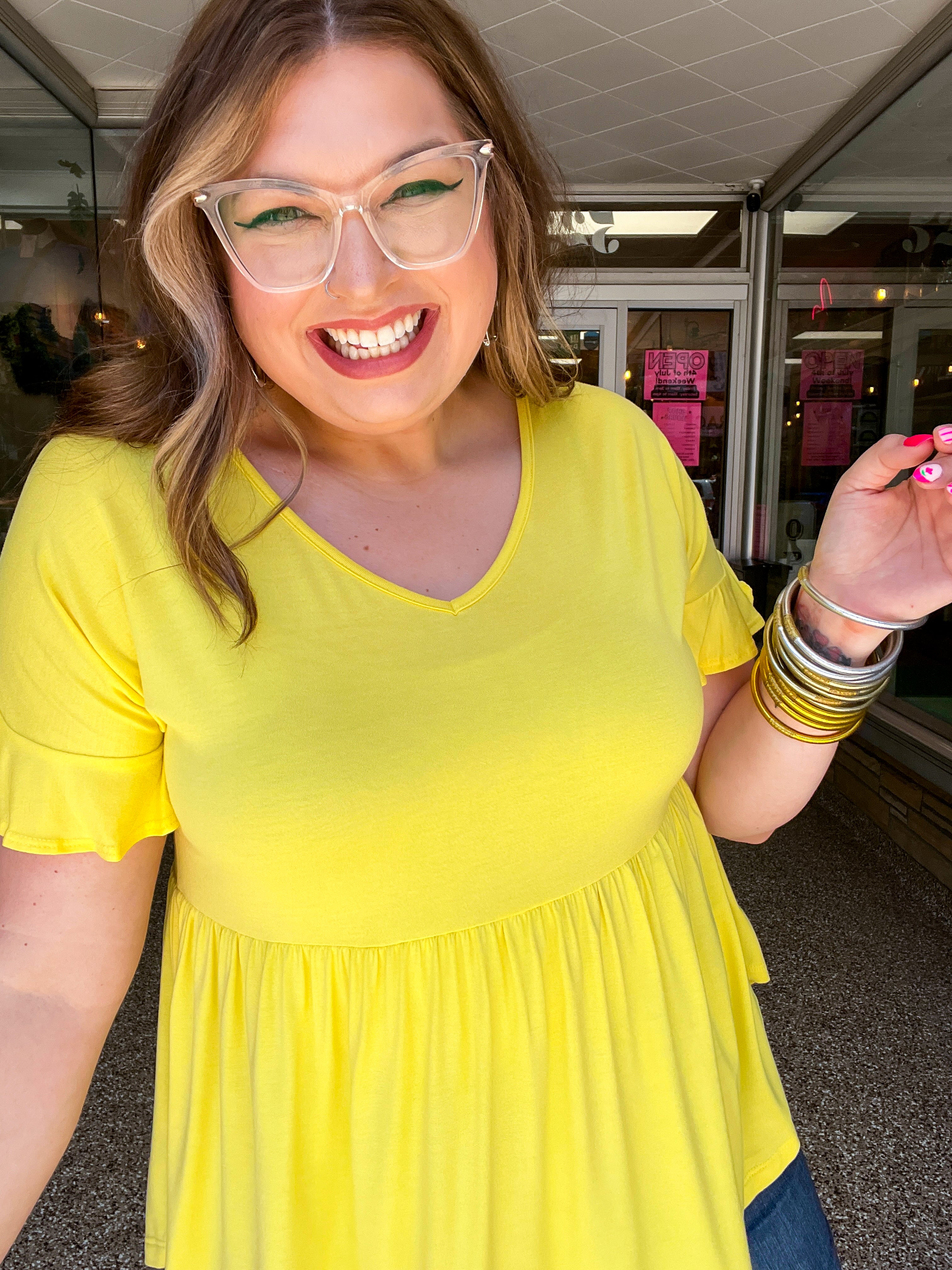 Simply Lovely Babydoll Top in Yellow