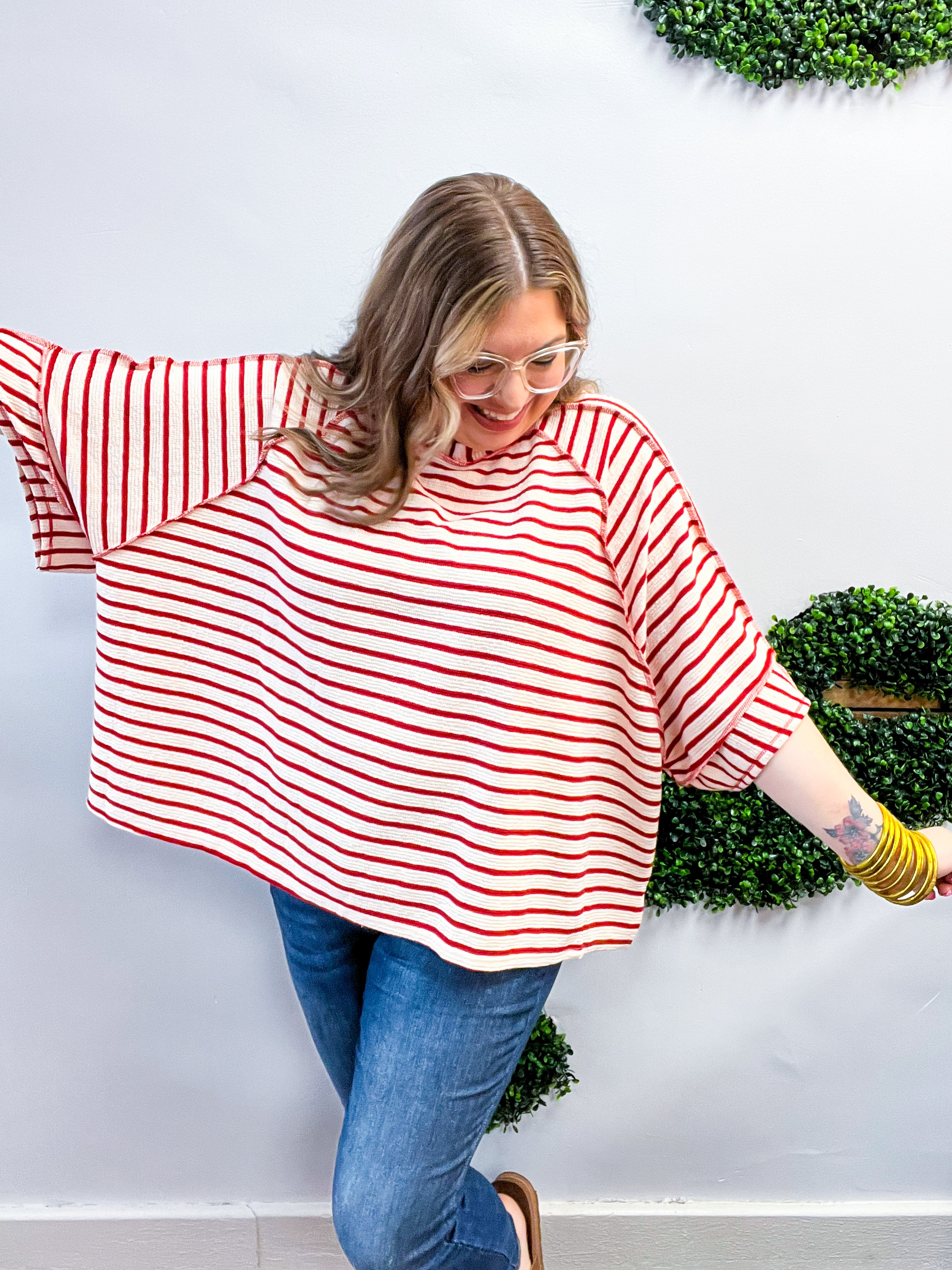 Harvest Horizon Striped Top in Red