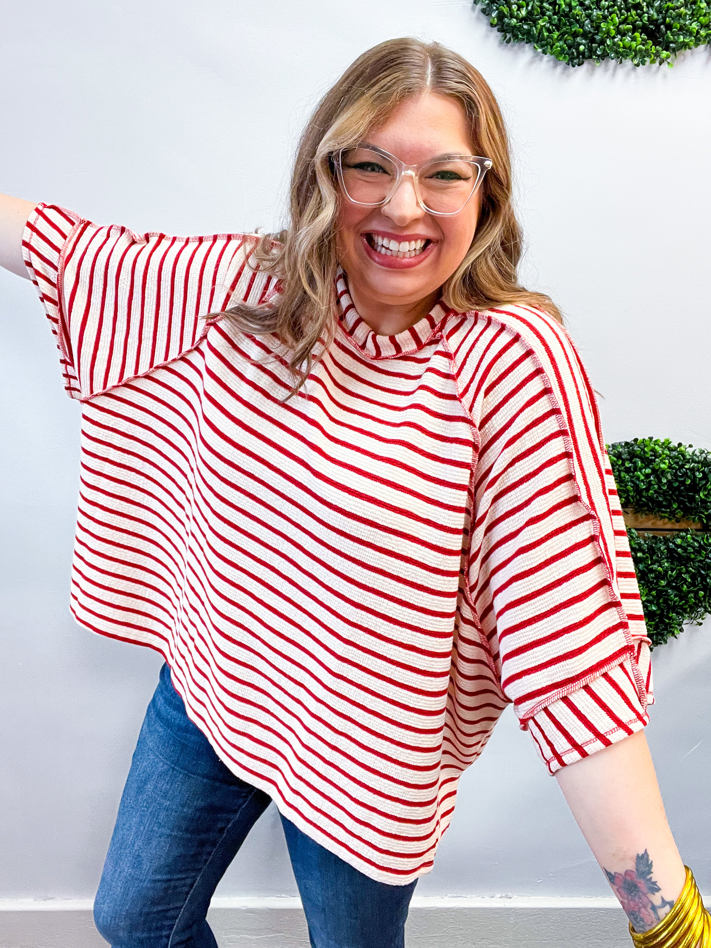 Harvest Horizon Striped Top in Red