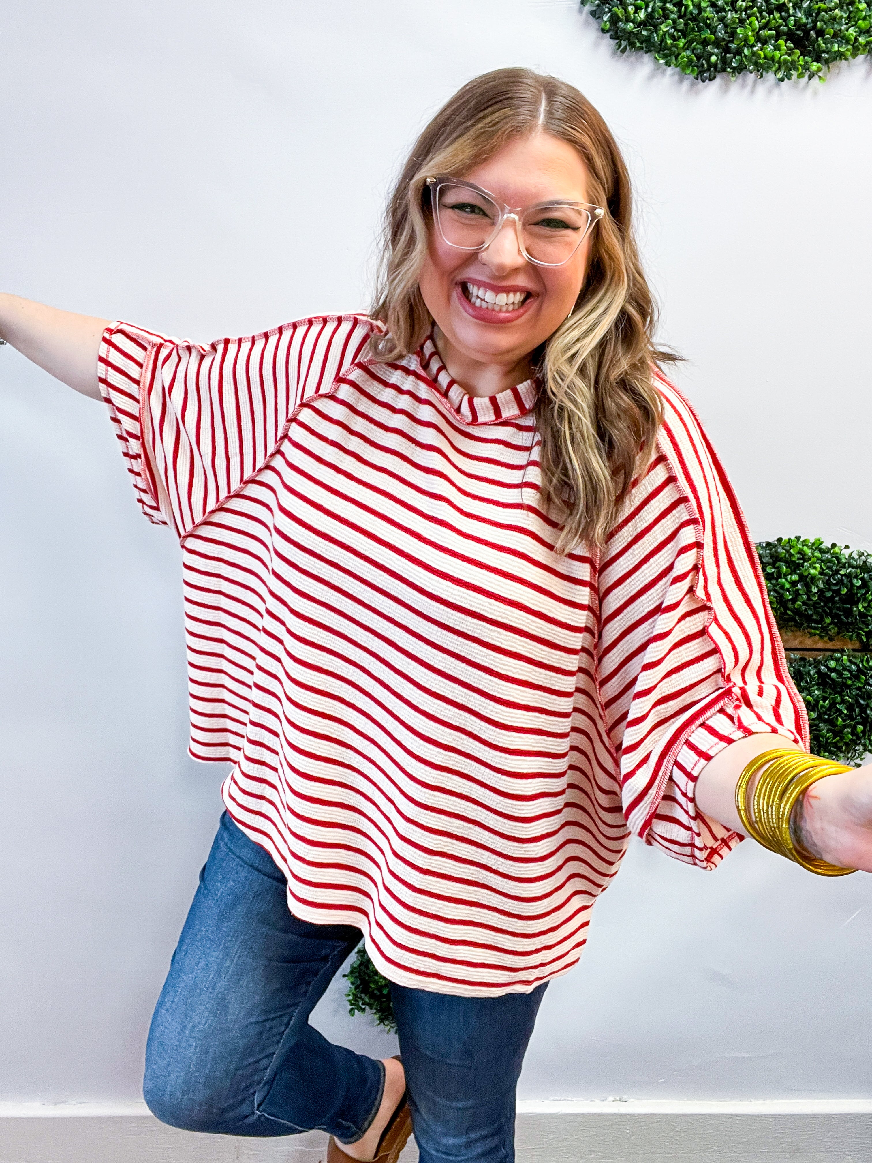 Harvest Horizon Striped Top in Red